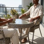 3 Piece Rattan Weave Outdoor Bistro Set