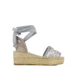 Woven Sequin Wedge -silver