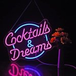 Cocktails And Dreams Neon Sign For Wall Decor Neon Signs With Dimmable Switch LED Neon Signs Bedroom Beer Bar Neon Light Sign Ho
