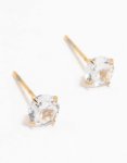 Waterproof Gold Plated Stainless Steel Cubic Zirconia Stud Earrings 5 Mm