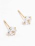 Waterproof Gold Plated Stainless Steel Cubic Zirconia Stud Earrings 5 Mm