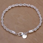 2PCSA 925 Sterling Silvery Twisted Bracelet With A Length Of 19.99 Cm Designed For Women With A Bracelet Pendant And A Party Jew
