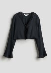 Tie-front Blouse - Black