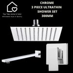 Chrome 3 Piece Ultrathin Shower Set - 300MM Square