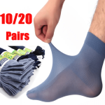10 20 Pairs Of Men's Trendy Solid Crew Socks Breathable Mesh Thin Comfy Casual Unisex Socks For Men's Outdoor Wearing