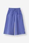 Wide Leg Drawstring Crop Pant - 10 Blue