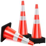 Reliancer 8 Pack 36" Traffic Cones Weighted Parking Cones Orange Road Safety Cone W dual Reflective Collars Heavy Duty Construct