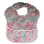 4AKID Waterproof Baby Bib With Crumb Catcher - Pink & Blue Butterflies