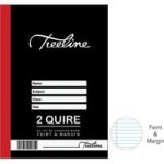 Treeline A4 2 Quire Feint And Margin Hardcover Book   192 Pages   - Feint Line & Margin