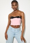 Bow Detail Bandeau - Pink & Black