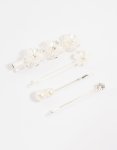 Silver Pearl Mixed Flower Clips 4-PACK