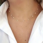 Vintage Baroque Style Faux Pearl Necklace Minimalist Creative Chain Faux Pearl Collarbone Chain