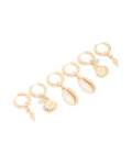 Goldair Gold Beaded & Shell Motif Huggie Earrings 3-PACK