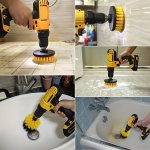 3PCS Drill Brush Attachment Set Electric Scrubber Washing Brush Tool Kit Universal Drill Brush With Extension For Grout Floor Ba