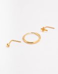 Goldair Gold Plated Sterling Silver Nose Ring & Studs 3-PACK