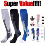 A Pair Of Unisex Anti Odor & Sweat Absorption Elastic Compression Knee-high Socks Comfy & Breathable Socks For Daily Wearing And