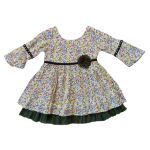 Baby Girl Olive Net Dress In Viscose