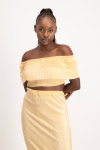 Laura Plisse Off-shoulder Top - Latte - M