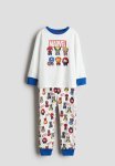 Printed Cotton Jersey Pyjamas - White marvel