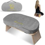 Monk & Llama Meditation Bench - Kneeling Bamboo Bench With Foldable Legs & Cushion - Kneeling Stool Ergonomic Bamboo Yoga Bench