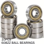 10PCS 608ZZ Ball Bearings 8X22X7MM Bearing Steel And Bi-metal Sealed Deep Groove Ball Bearings For Baby Carriage Bags Skateboard