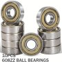 10pcs 608ZZ Ball Bearings (8x22x7mm) Bearing Steel And Bi-Metal Sealed Deep Groove Ball Bearings For Baby Carriage Bags Skateboards Inline Skates