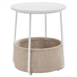 Lifespace White Coffee Side Table With Storage Basket