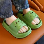 Trendy Cute Cartoon Happy Face Solid Color Open Toe Slippers For Boys Breathable Quick Drying Non-slip Slippers For Indoor Outdo
