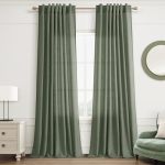 Joywell Olive Green Linen Curtains 108 Inches Long Patio Sliding Door Living Room Dining Office Decor Rustic Neutral Modern Farm