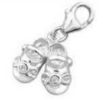 C502-C11689 - 925 Sterling Silver Baby Shoes Charm Dangle - Shiny Sterling Silver