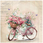 Tear Resistant Deco Print Pink Bicycle