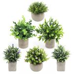 MINI Potted Artificial Decorative Table Plants For Home - 6 Piece