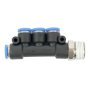 AirCraft Pu Hose Fitting Manifold 4 X 6MM Port X 3/8"M