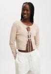 Cotton On Essential Triple Tie Crew Cardigan - Mid Taupe