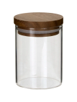 Small Glass Canister With Wood Lid - None Clear