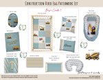 Cot Duvet Bedding Construction Duck Egg Patchwork Set