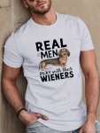 Dachshund Humor Print T-Shirt Stylish & Breathable Street Fashion For Men Simple Lightweight Comfy Top Casual Crew Neck Short Sl