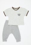 PoP Candy Striped Pants & Tee Set - Grey