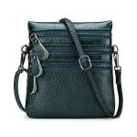 Ladies 3-ZIP Crossbody Bag - Dark Green