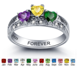 N277 - 925 Sterling Silver Personalized Couples Names With 3 Birthstones