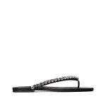 Crystal Flat Thong Sandal -black