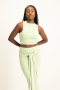 Hazel High Neck Crop Top - Smoke Green - M