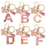 Alphabet Initial Letter Keychain Cute Butterfly Key Chain Ring Purse Bag Backpack Charm Earbud Case Cover Accessories Women Gift