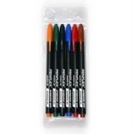 Ohp Permanent Markers Wallet Of 6 M 0.8MM Bullet Tip - Black Red Blue Green Orange Brown