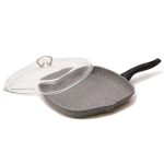 Falez 1.8LT Cast Alu Grill Pan With High Doom Lid Grey Granitec