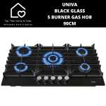 Univa Black Glass 5 Burner Gas Hob - 90CM