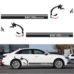 2 Pcs set D-49 Evil Rabbit Pattern Car Modified Decorative Sticker Black+red