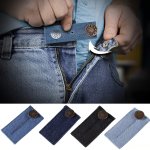 1PC Belt Extender Pants Button Extender Denim Material High Quality Metal Buttons 2 Button Holes Jeans Button Extender Random Id
