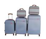 Smte 5PIECE Travel Trolley Luggage Set-durable Lightweight Versatile Suitcases Silver With Keychain