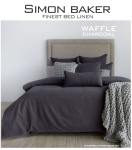 Simon Baker Waffle Cotton Duvet Cover Set Charcoal Various Sizes - Charcoal Super King 260 X 230CM + 2 Pillowcases 45CM X 70CM